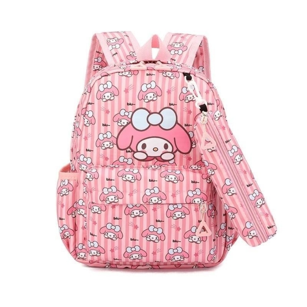 12" Pink Kids Backpack Bunny Character Print School Bag w/ Matching Pencil Case